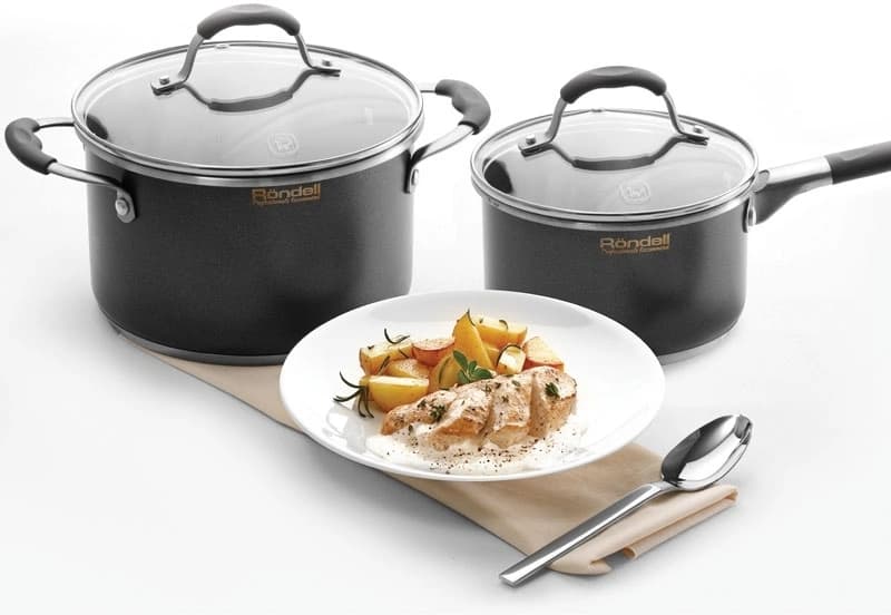 Кастрюля Rondell Stern RDS-019 4.7л. d=24см (с крышкой) т.серый - фото 4