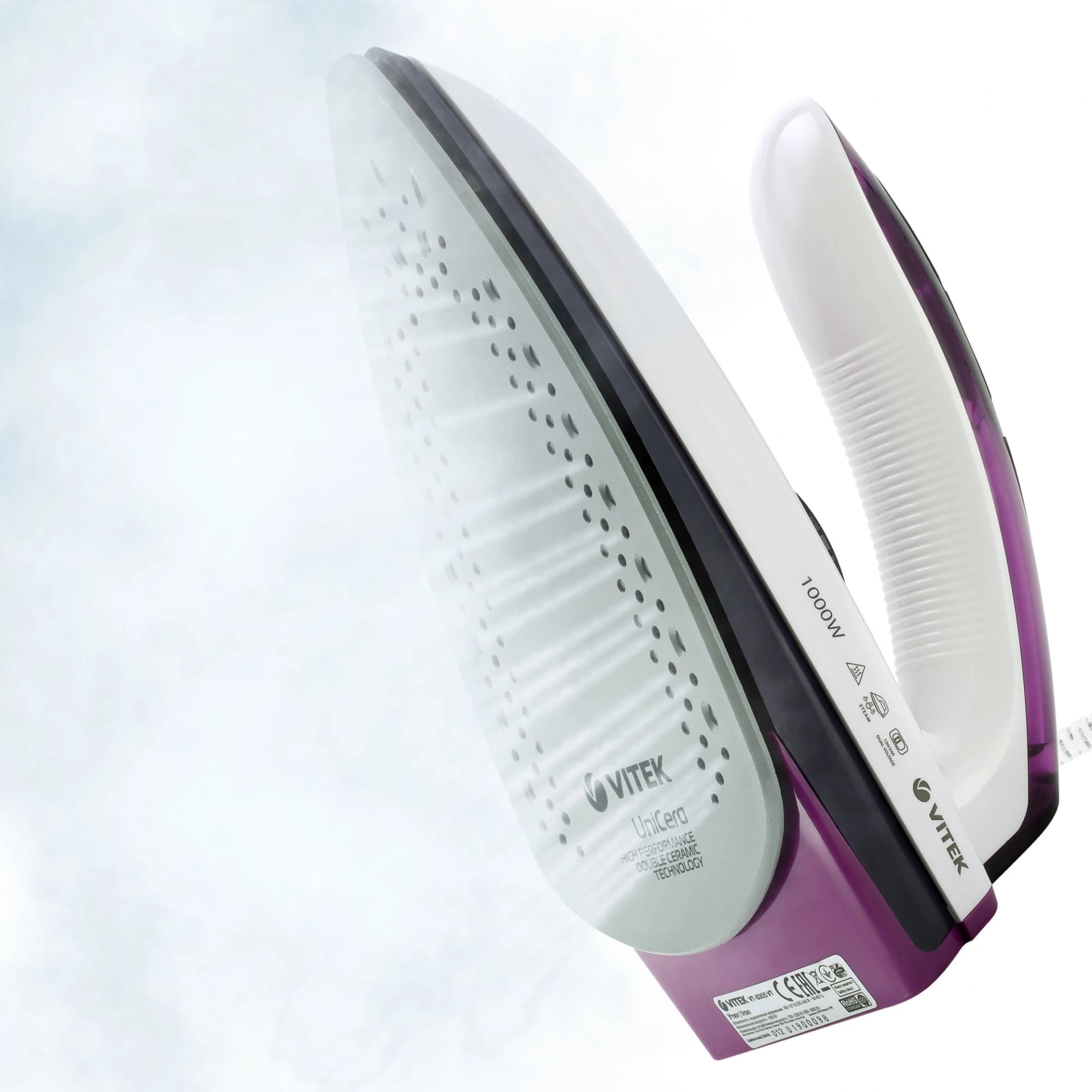 Утюг дорожный Vitek VT-8305 1000Вт белый/фиолетовый - фото 5