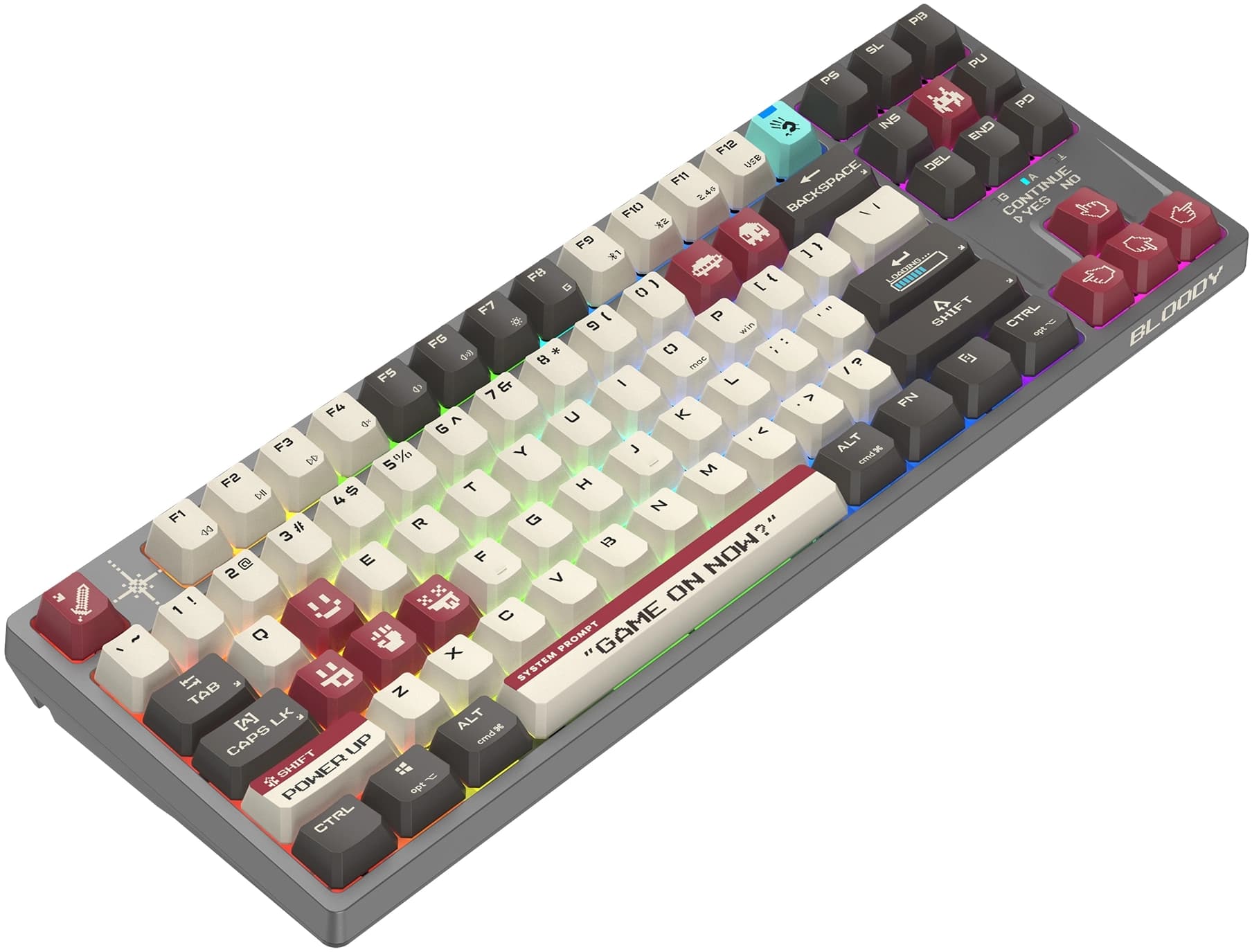 Клавиатура A4Tech WS87 механическая серый/красный USB беспроводная BT/Radio for gamer LED - фото 4