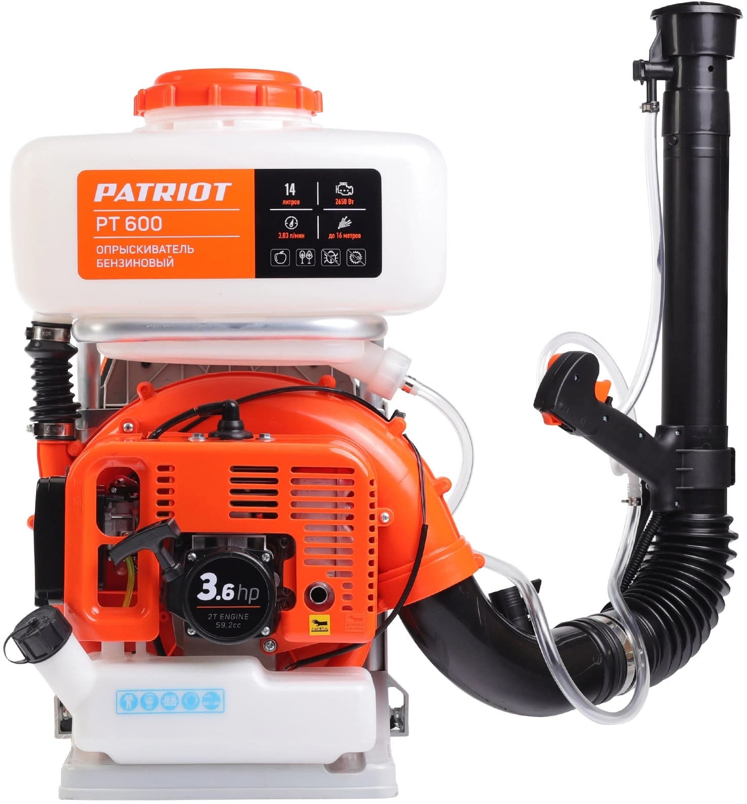 Опрыскиватель Patriot PT 600 бенз. ранц. 14л оранжевый/белый (755302615) - фото 4