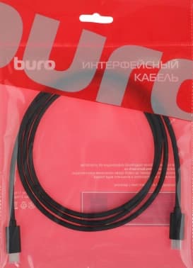 Кабель Buro BU-TYPE-C3.2-4KVID-1.5M USB Type-C (m)-USB Type-C (m) 1.5м черный - фото 2