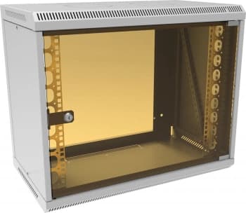 Шкаф коммутационный Suprlan ТВЛ-9U-600-350-СР (05-1090) настенный 9U 600x350мм пер.дв.стекл направл.под закл.гайки RAL 7035 285мм 15кг 500мм металл - фото 2