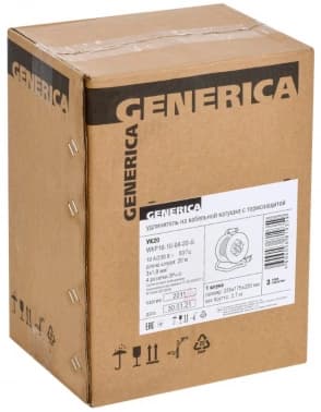 Удлинитель силовой IEK УК20 (WKP10-10-04-20-G) 3x1.0кв.мм 4розет. 20м ПВС 10A катушка черный - фото 5