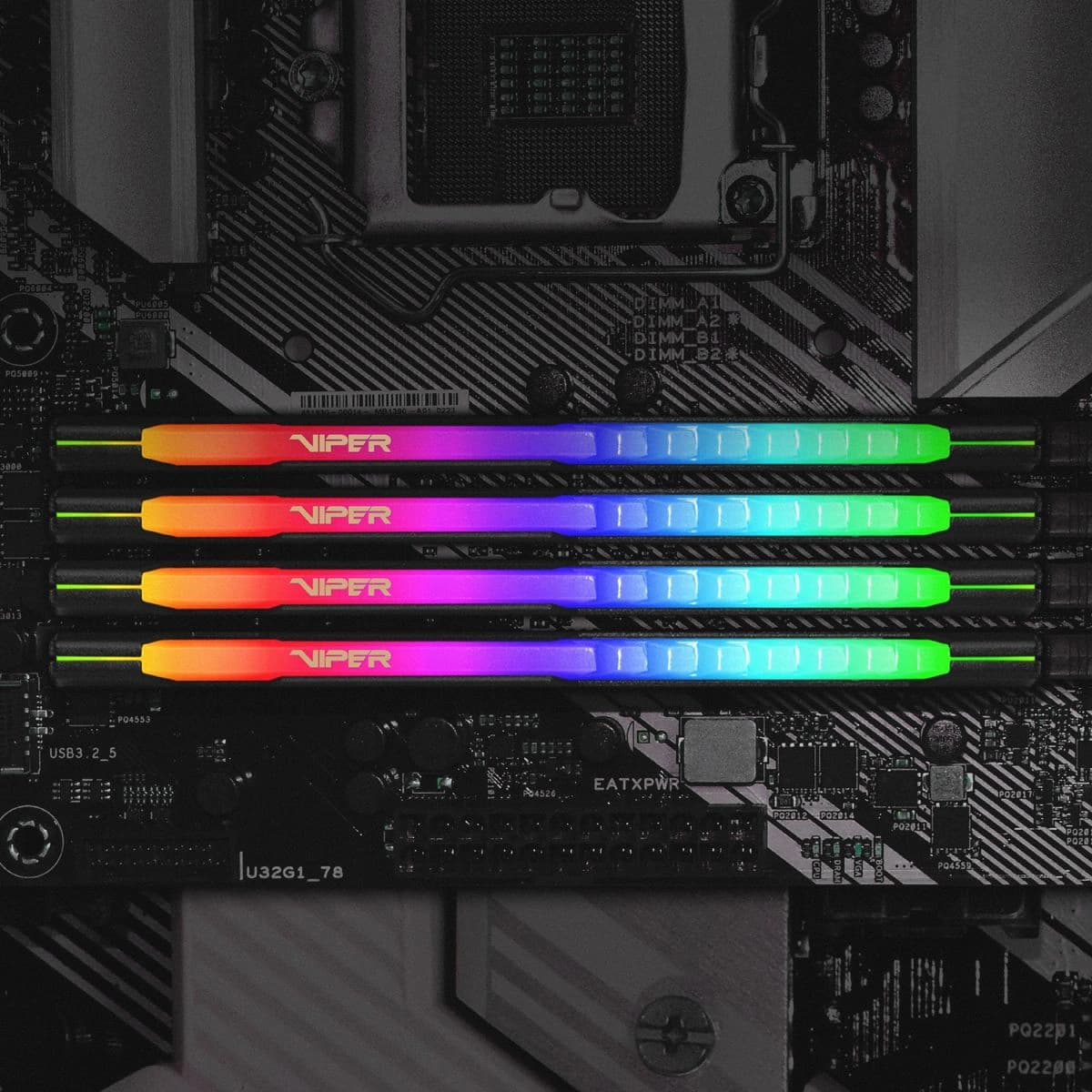 Память DDR4 32GB 3200MHz Patriot PVSR432G320C8 Viper Steel RGB RTL Gaming PC4-25600 CL18 DIMM 288-pin 1.35В dual rank с радиатором Ret - фото 4