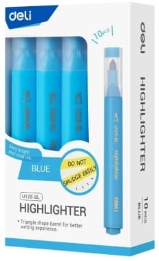 Текстовыделитель Deli EU12S-BL скошенный пиш. наконечник 1-5мм голубой коробка картонная - фото 2