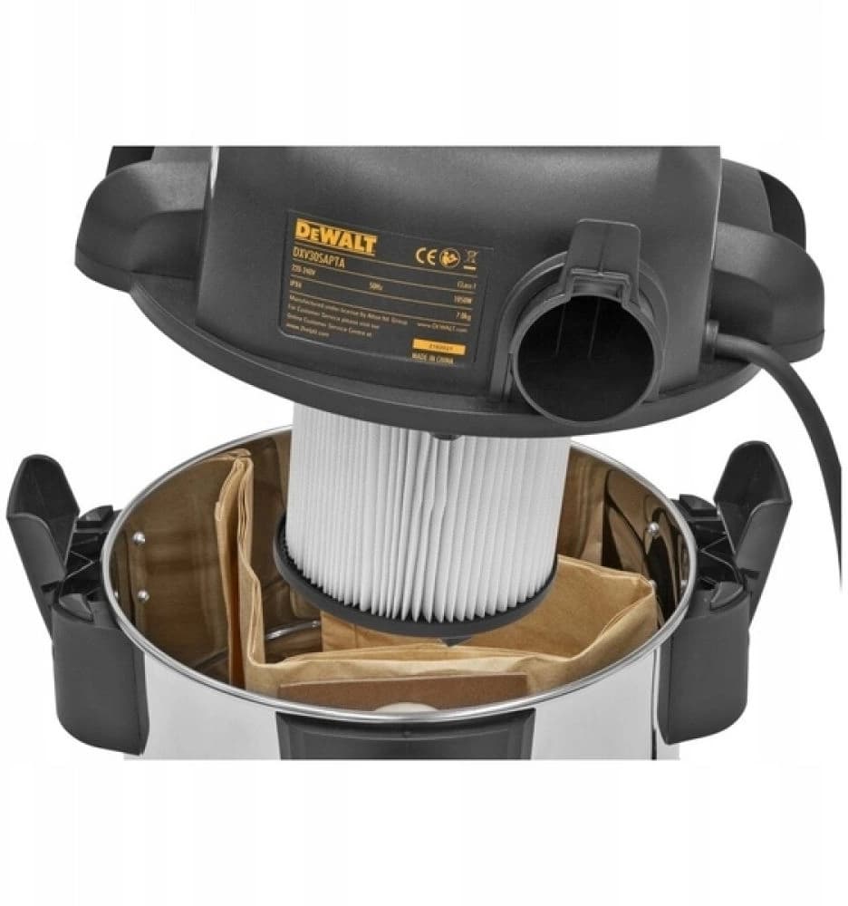 Строительный пылесос DeWalt DXV30SAPTA-QT 750Вт (уборка: сухая/сбор воды/выдув) серебристый - фото 4