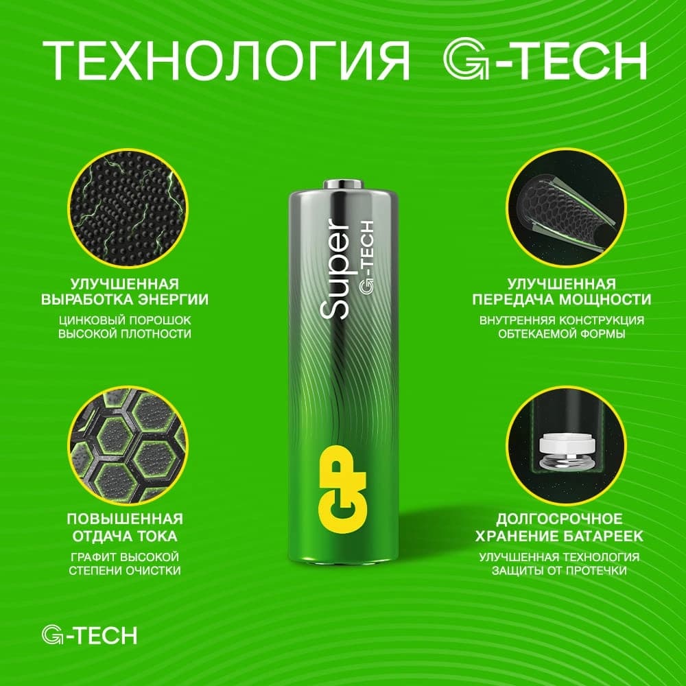 Батарея GP Super Alkaline 15AA21-2CRSWC10 AA (10шт) спайка - фото 5