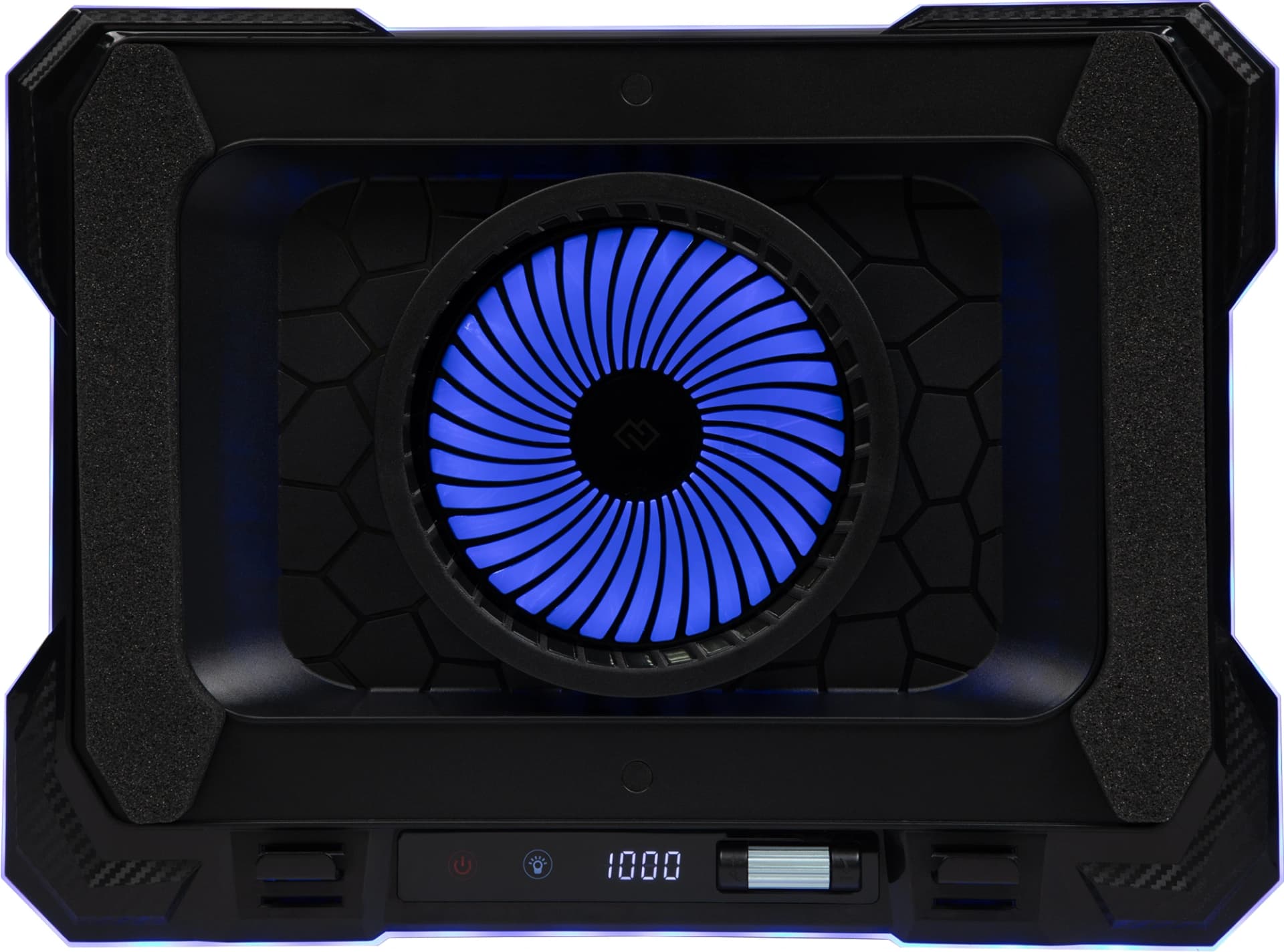 Подставка для ноутбука Digma D-NCP190-1x100RGB 19" 428x316x58мм 52дБ 2xUSB 1x 140ммFAN 1280г Fan-control металл/пластик черный