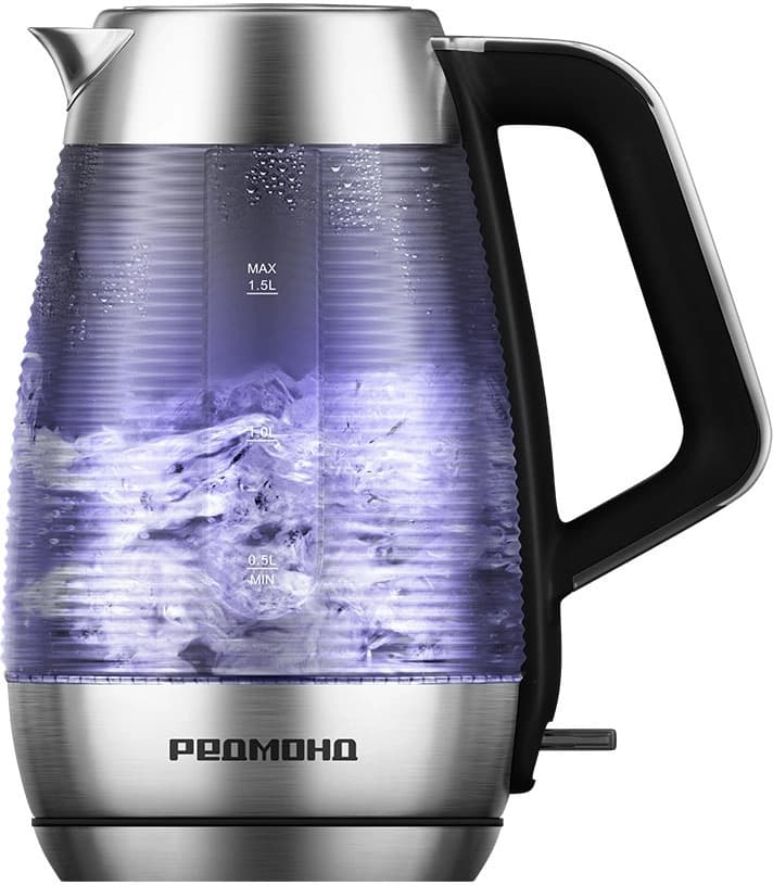 Чайник электрический Редмонд KG253 1.5л. 2200Вт хром корпус: стекло/металл/пластик - фото 4