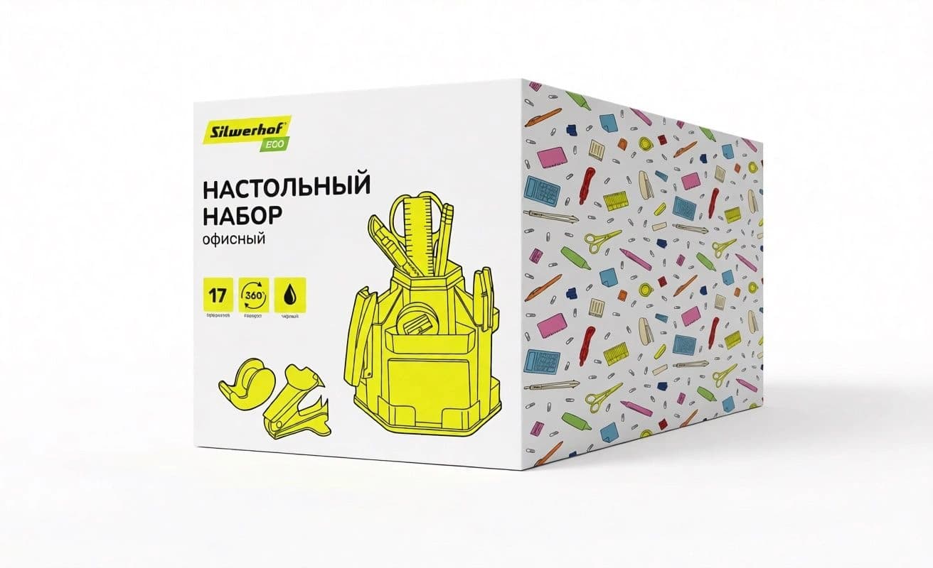 Настольный набор Silwerhof 172022-01 (17 предметов) пластик черный