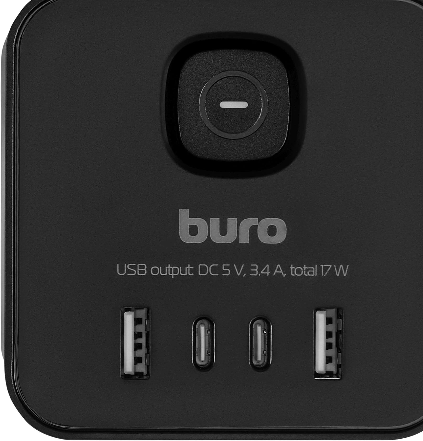 Сетевой удлинитель Buro BU-PTE4.1UC-B 1.5м (4 розетки) черный (коробка) - фото 4