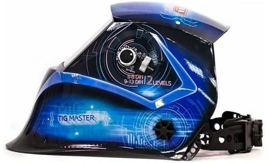 Маска сварщика Aurora SUN7 TIG MASTER 2-levels филь.:хамел. кл.:1/2/1/1 см.экр.99x55мм синий/черный (16876) - фото 5
