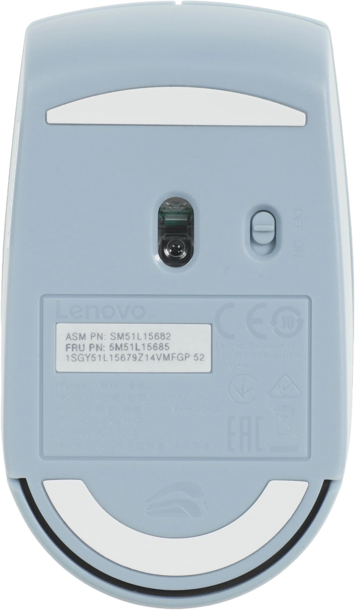 Мышь Lenovo 300 Wireless Compact светло-голубой оптическая 1000dpi беспров. USB 2but (GY51L15679) - фото 2