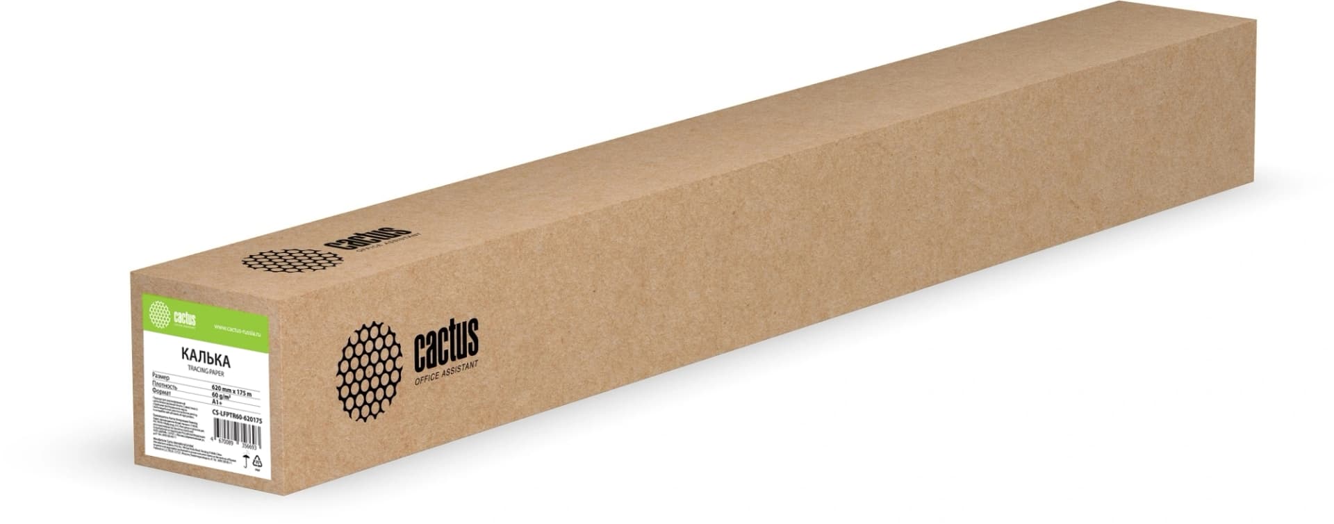 Калька Cactus CS-LFPTR60-620175 620мм-175м/60г/м2 инженерная втулка:76.2мм (3")