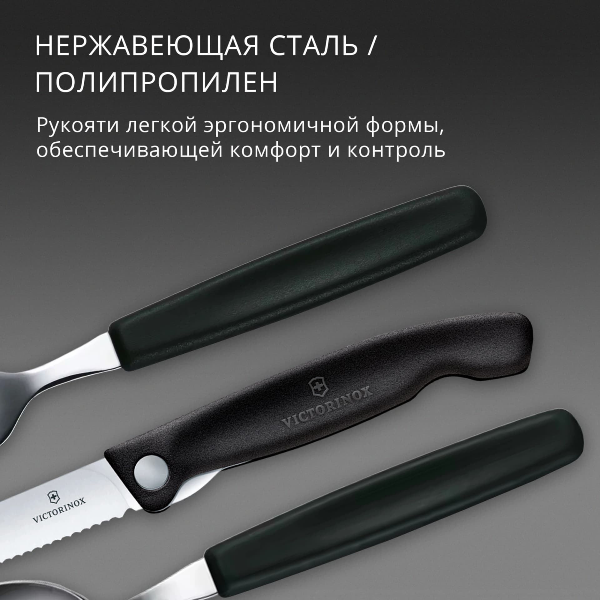 Набор столовых приборов Victorinox Swiss Classic 6.7193.3F набор из 3предм. черный - фото 3