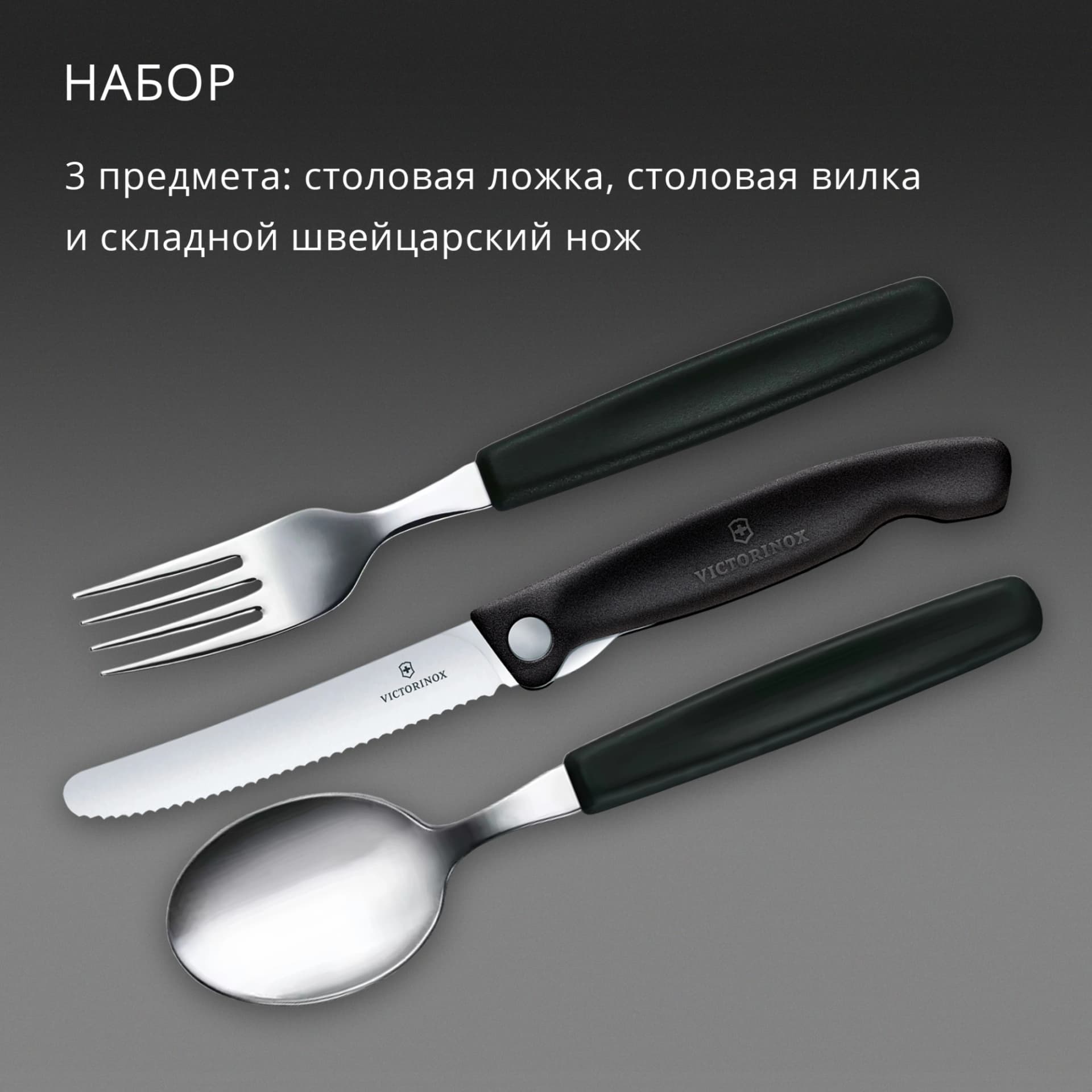 Набор столовых приборов Victorinox Swiss Classic 6.7193.3F набор из 3предм. черный - фото 5