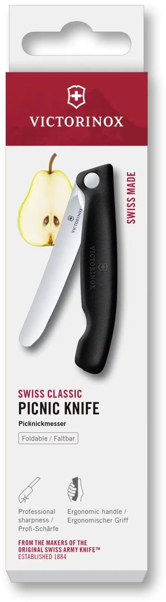 Нож кухонный Victorinox Swiss Classic 6.7803.F стальной универсальный для овощей лезв.110мм прямая заточка черный карт.коробка