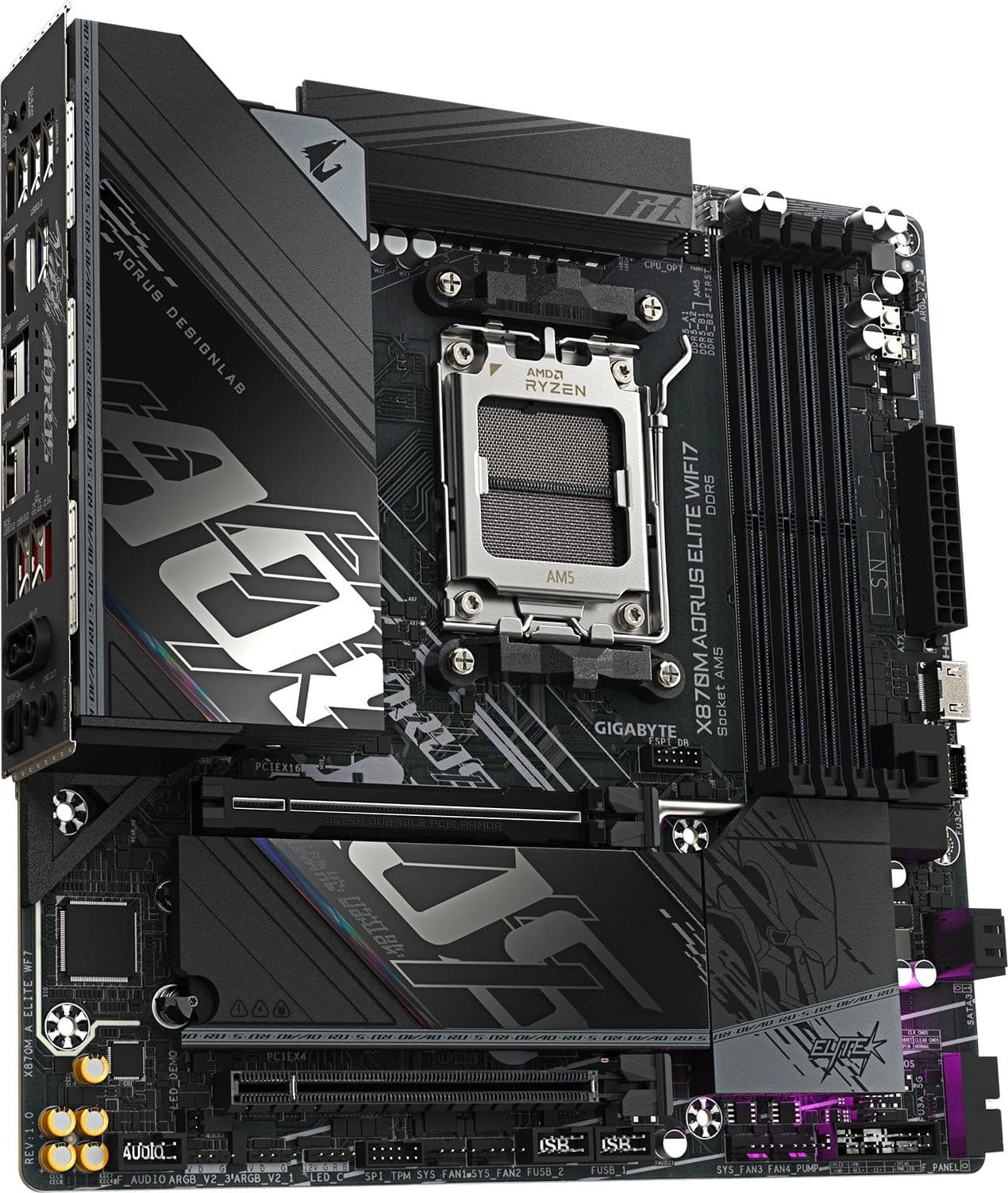 Материнская плата Gigabyte X870M AORUS ELITE WIFI7 Socket AM5 AMD X870 4xDDR5 mATX AC`97 8ch(7.1) 2.5Gg RAID+HDMI - фото 4