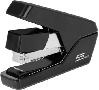 Степлер настольный Deli E0371S BLACK E0371S Exceed 24/6 24/8 26/6 26/8 (55листов) снижение усилия плоский подгиб скобы черный 50скоб металл/пластик коробка - фото 2