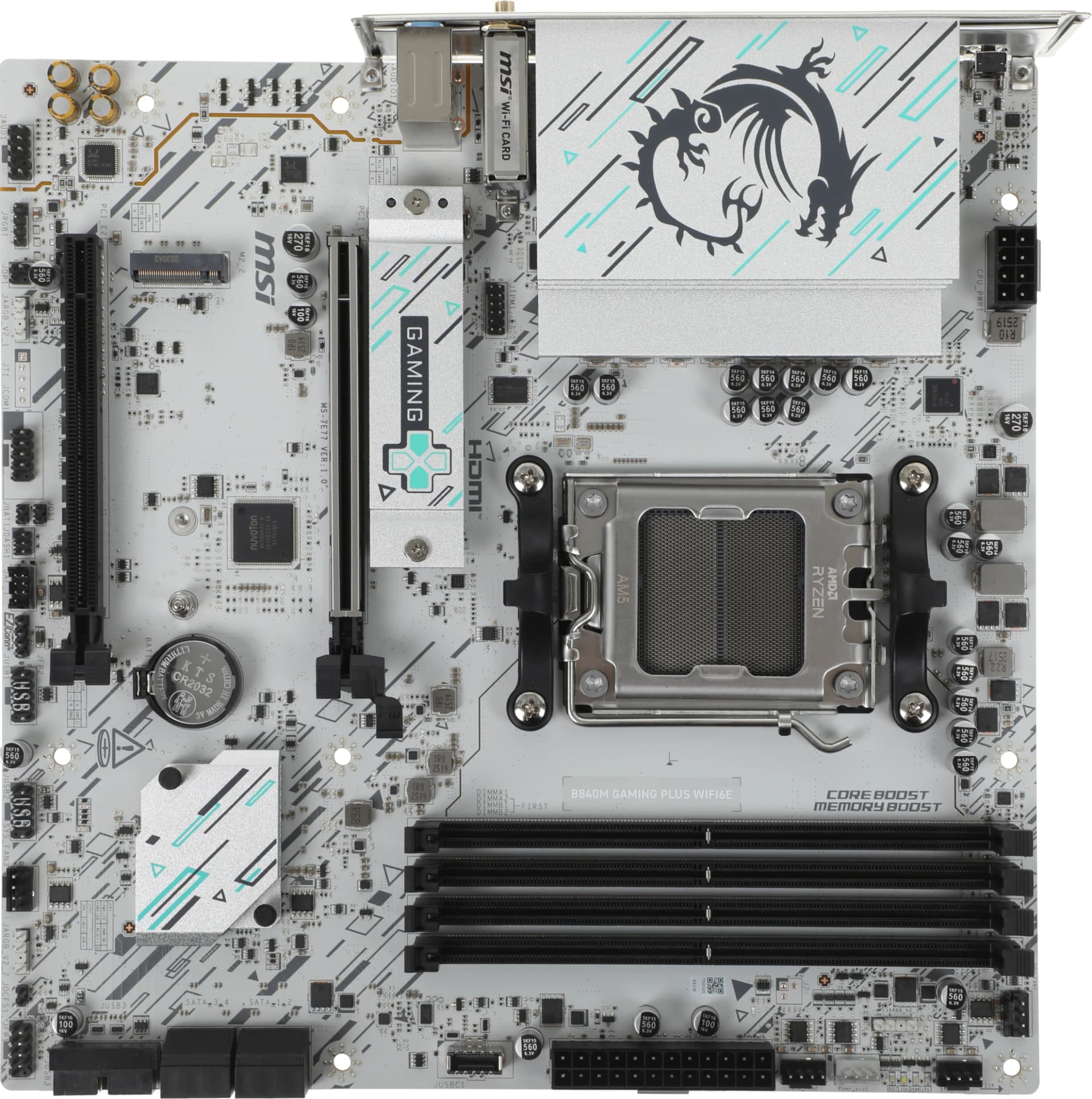Материнская плата MSI B840M GAMING PLUS WIFI6E Socket AM5 AMD B840 4xDDR5 mATX AC`97 8ch(7.1) 2.5Gg RAID+HDMI - фото 4
