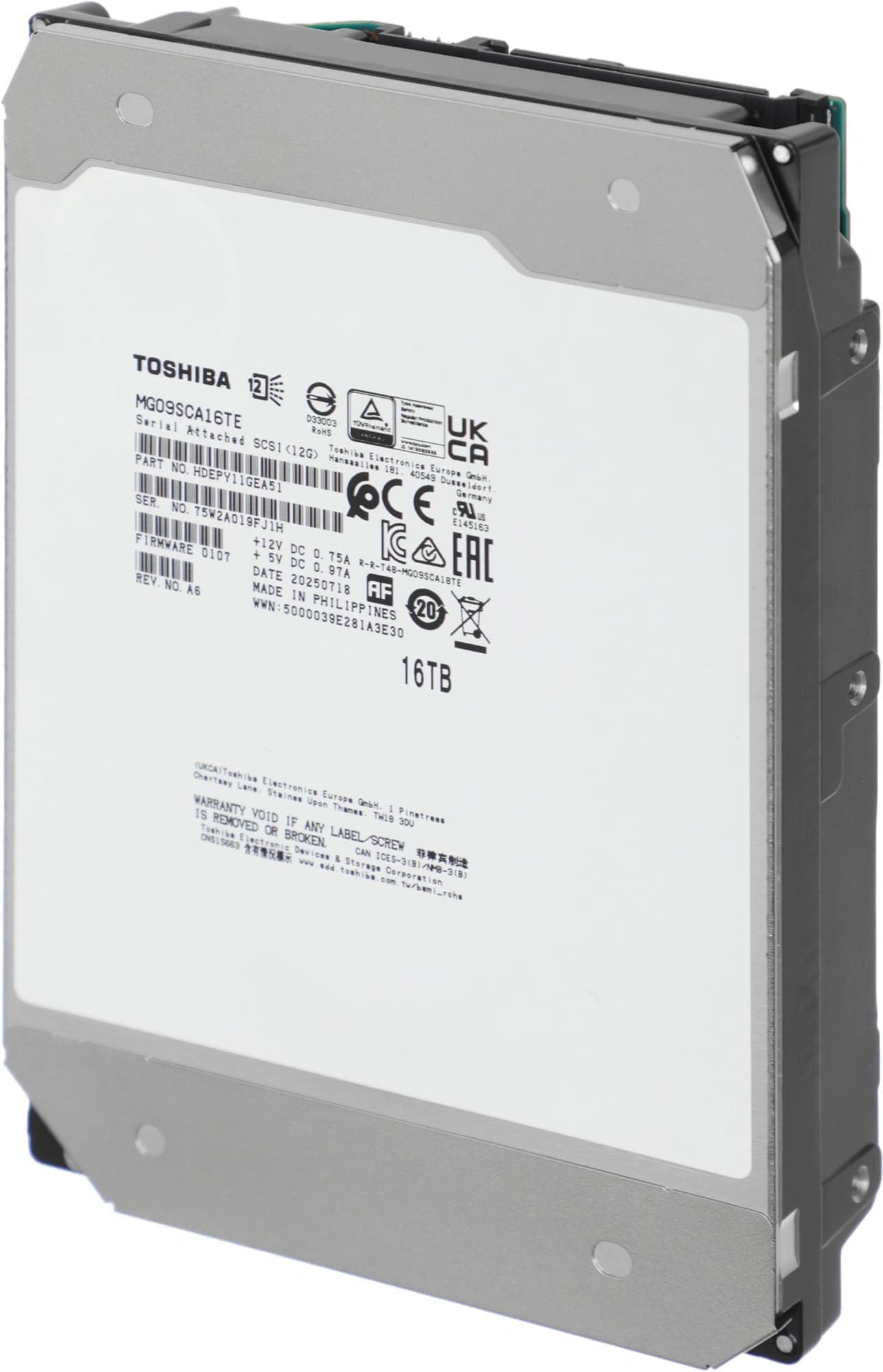 Жесткий диск Toshiba SAS 3.0 16TB MG09SCA16TE Server Enterprise Capacity 512E (7200rpm) 512Mb 3.5" - фото 5