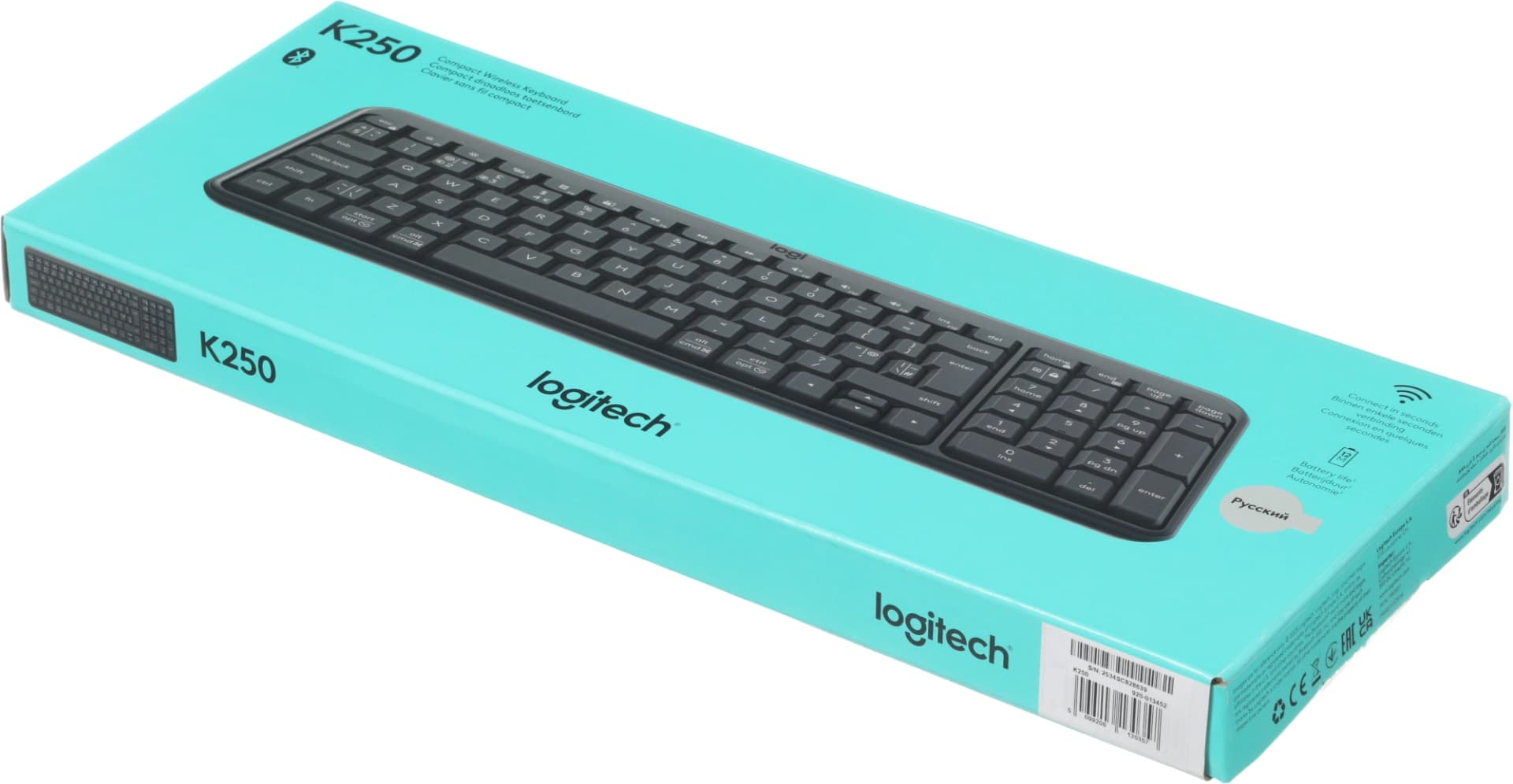 Клавиатура Logitech K250 YR0107 графитовый беспроводная BT slim (920-013452)