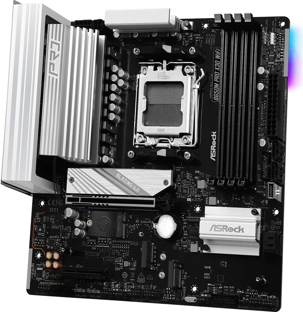 Материнская плата Asrock B650M PRO X3D Socket AM5 AMD B650 4xDDR5 mATX AC`97 8ch(7.1) 2.5Gg RAID+HDMI+DP - фото 4
