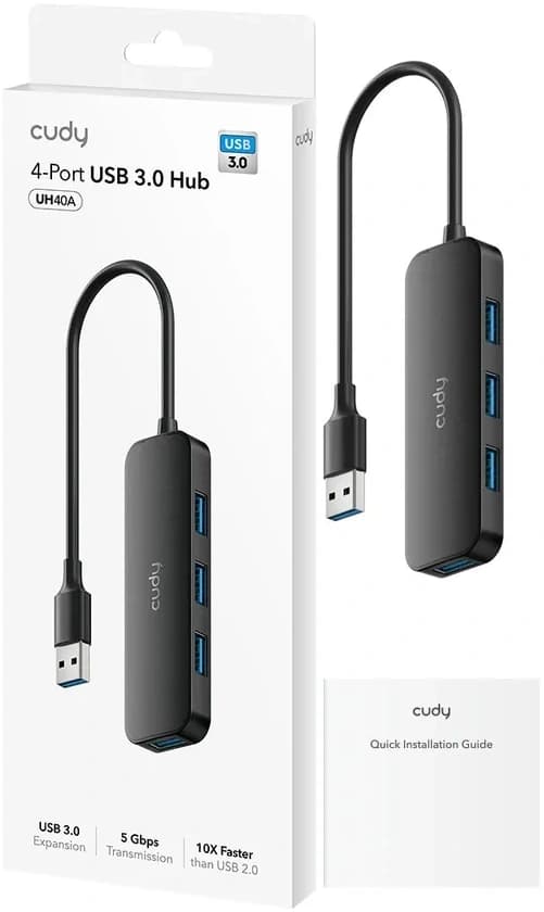 Разветвитель USB 3.0 Cudy UH40A 4порт. черный - фото 4