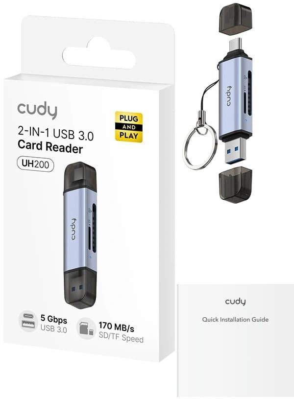 Разветвитель USB 3.2 Cudy UH200 2порт. серебристый - фото 4