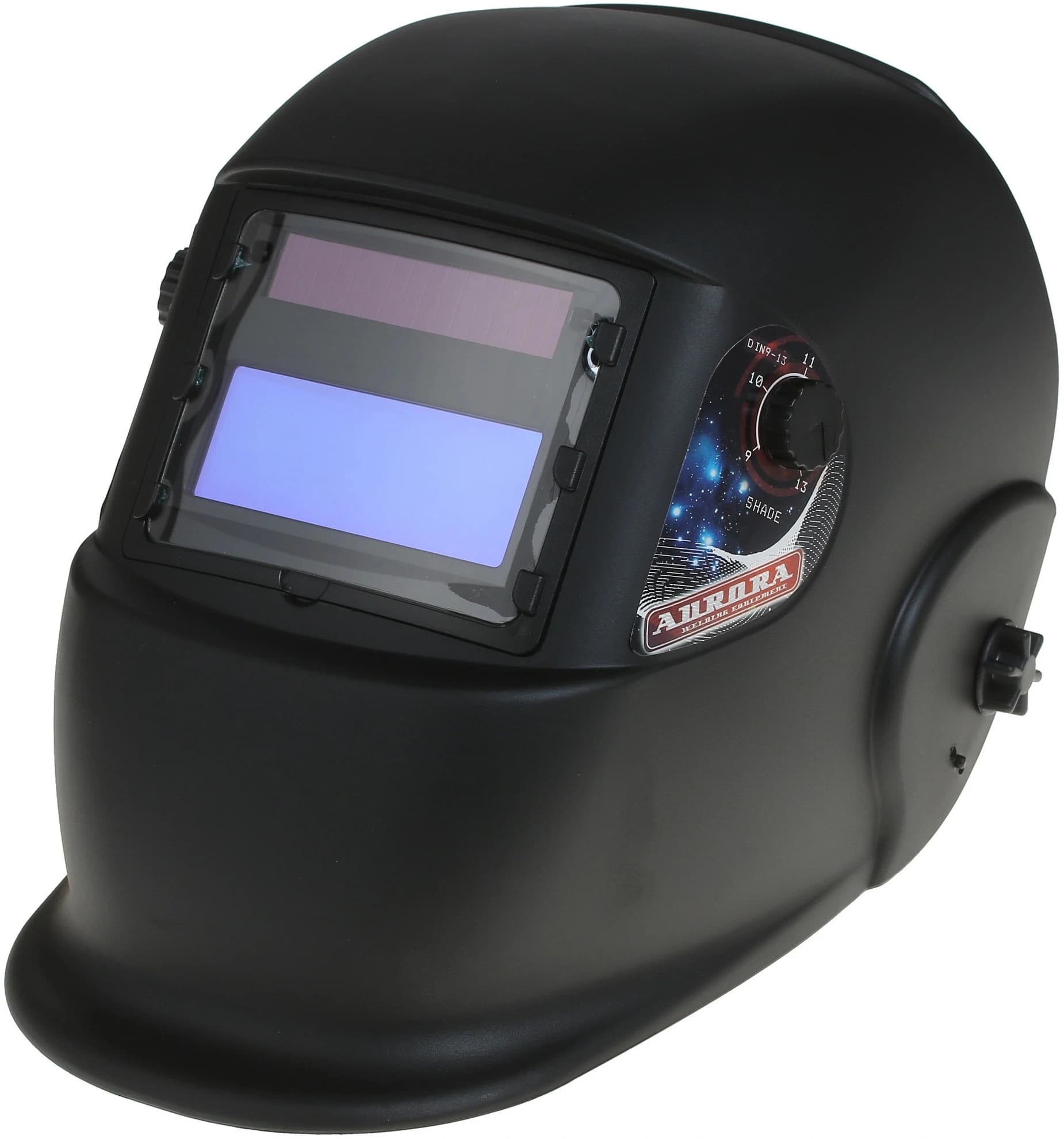 Маска сварщика Aurora A998F (9-13DIN) филь.:хамел. кл.:1/2/1/1 см.экр.95x36мм черный (11258) - фото 3