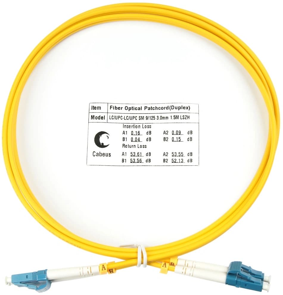 Патч-корд Cabeus FOP(D)-9-LC-LC-1,5M 2x9/125 OS2 LC дуплекс-LC дуплекс 1.5м LSZH желтый - фото 4