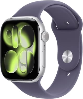 Смарт-часы Apple Watch Series 11 A3331 42мм OLED корп.серебристый Sport Band рем.фиолетовый разм.брасл.:M/L (MEU74AF/A) - фото 2