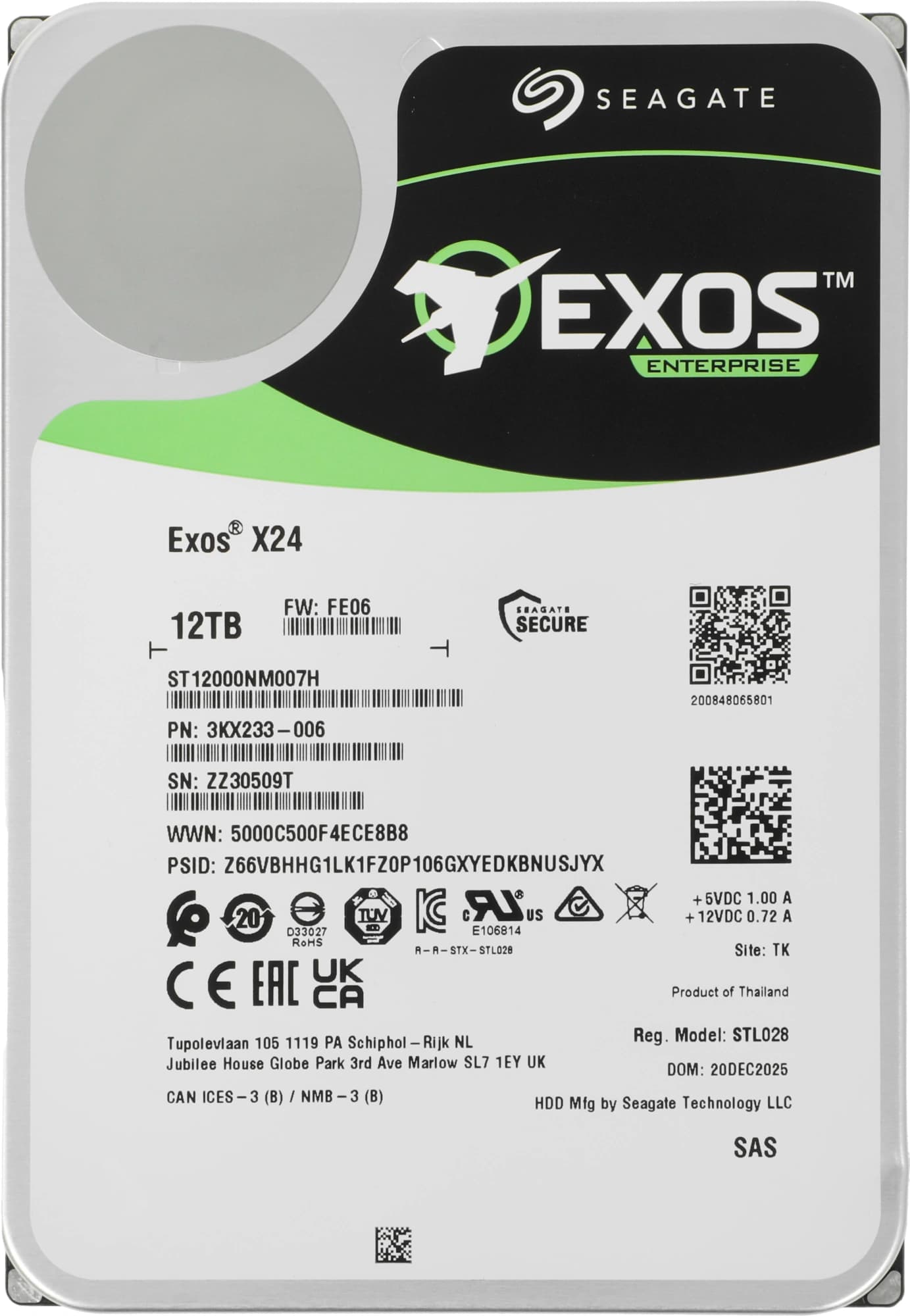 Жесткий диск Seagate SAS 3.0 12TB ST12000NM007H Server Exos X24 4KN (7200rpm) 512Mb 3.5" - фото 4