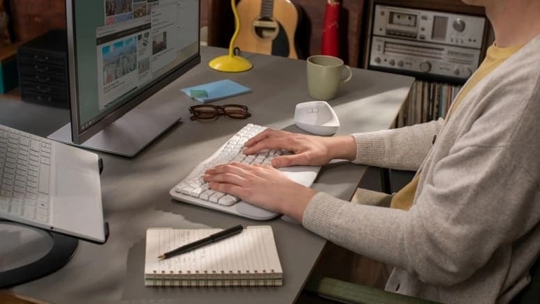 Клавиатура Logitech Wave Keys графитовый USB беспроводная BT/Radio slim Ergo LED (подставка для запястий) (920-012319) - фото 4