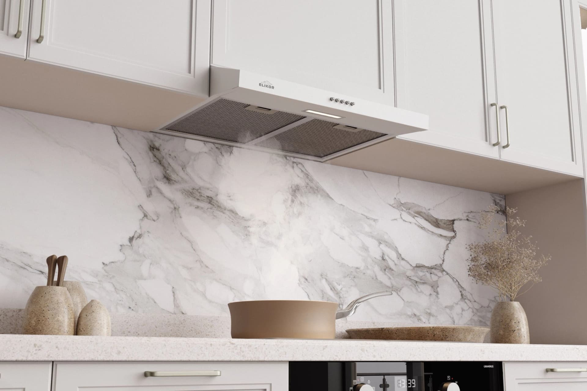 Вытяжка козырьковая Elikor Eco ONE 60 WH белый управление: кнопочное
