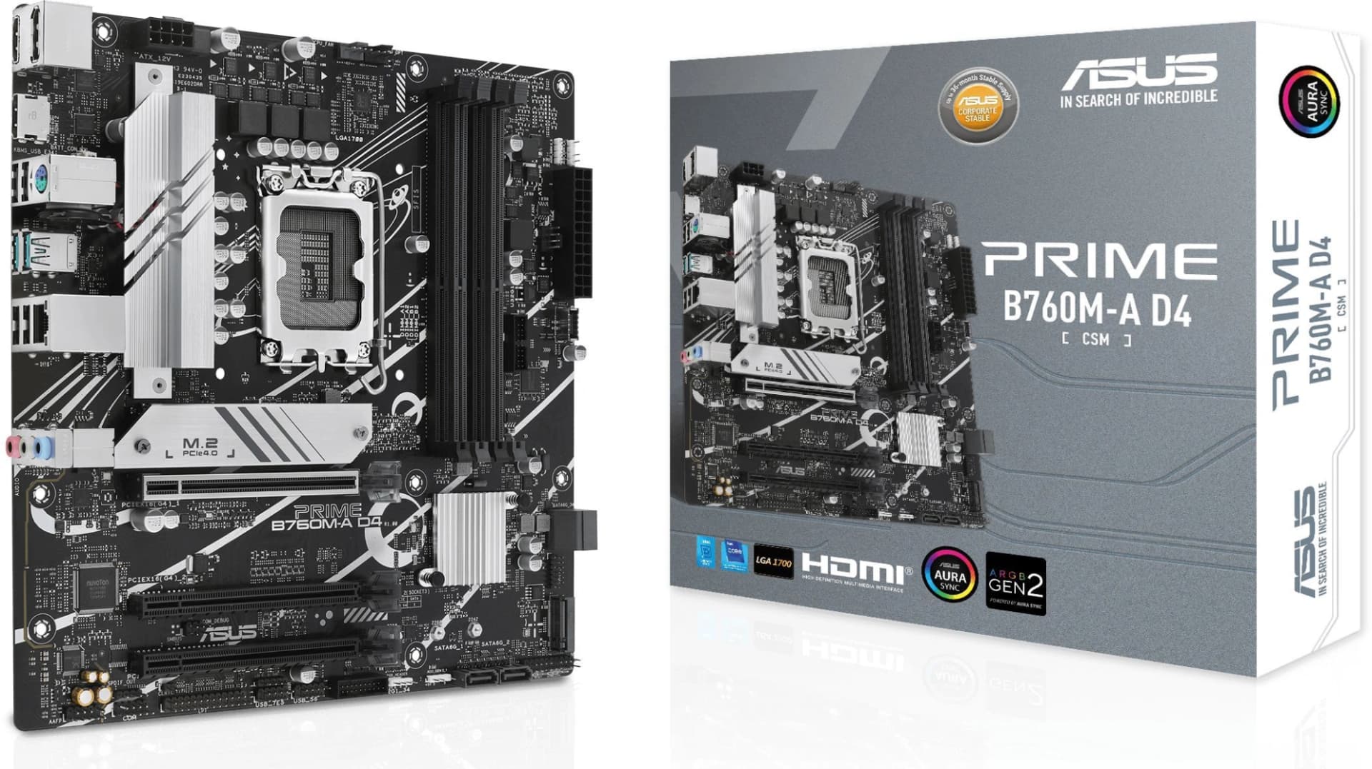 Материнская плата Asus PRIME B760M-A D4-CSM Soc-1700 Intel B760 4xDDR4 mATX AC`97 8ch(7.1) 2.5Gg RAID+HDMI+DP - фото 3