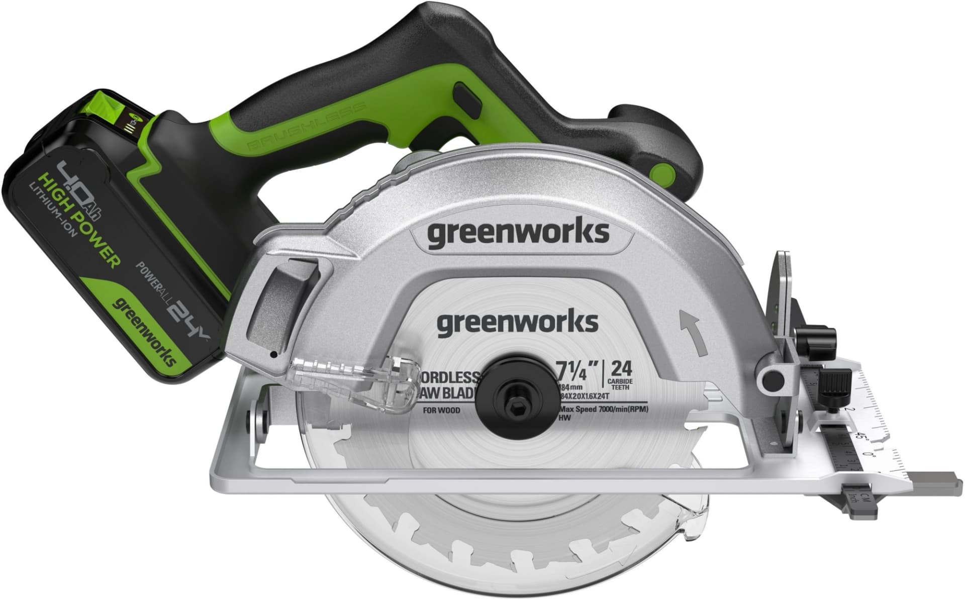 Циркулярная пила (дисковая) Greenworks GD24CS (ручная) D диска.:185мм (1500907CUB) - фото 4