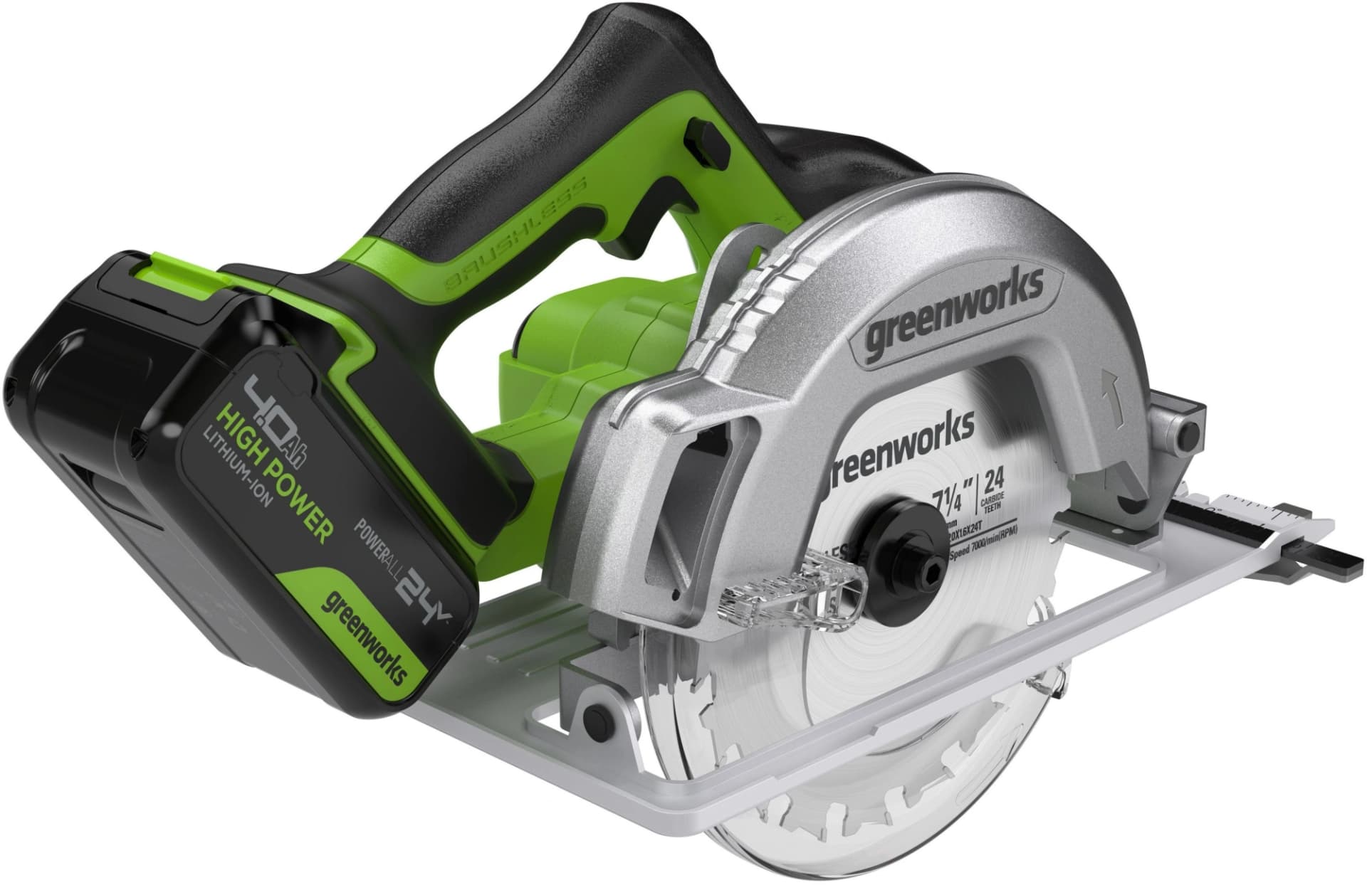 Циркулярная пила (дисковая) Greenworks GD24CS (ручная) D диска.:185мм (1500907CUB) - фото 3