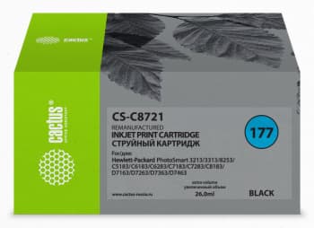 Картридж струйный Cactus CS-C8721 №177 черный (26мл) для HP PS 3213/3313/8253/C5183/C6183/C6283/C7183/C7283/C8183/D7163/D7263/D7363/D7463 с чипом - фото 5