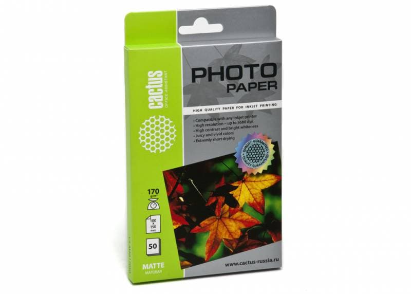 Фотобумага Cactus CS-MA617050 A6/170г/м2/50л./белый матовое для струйной печати