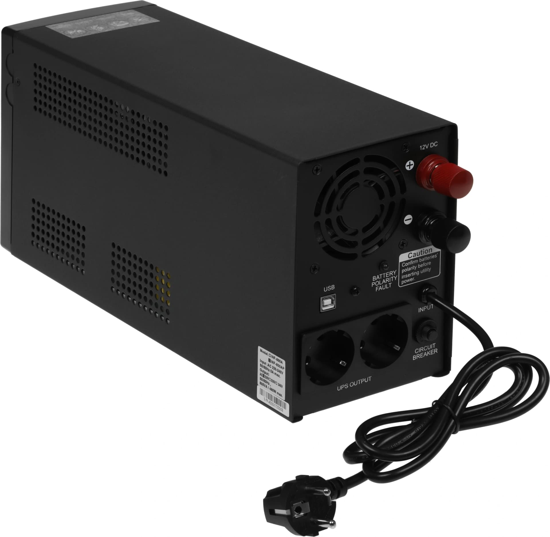 Источник бесперебойного питания Powercom Infinity INF-800 480Вт 800ВА черный без батареи - фото 4