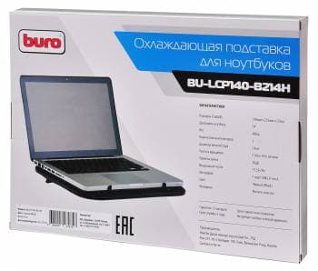 Подставка для ноутбука Buro BU-LCP140-B214H 14" 338x255x22мм 1xUSB 2x 140ммFAN 480г металлическая сетка/пластик черный - фото 2