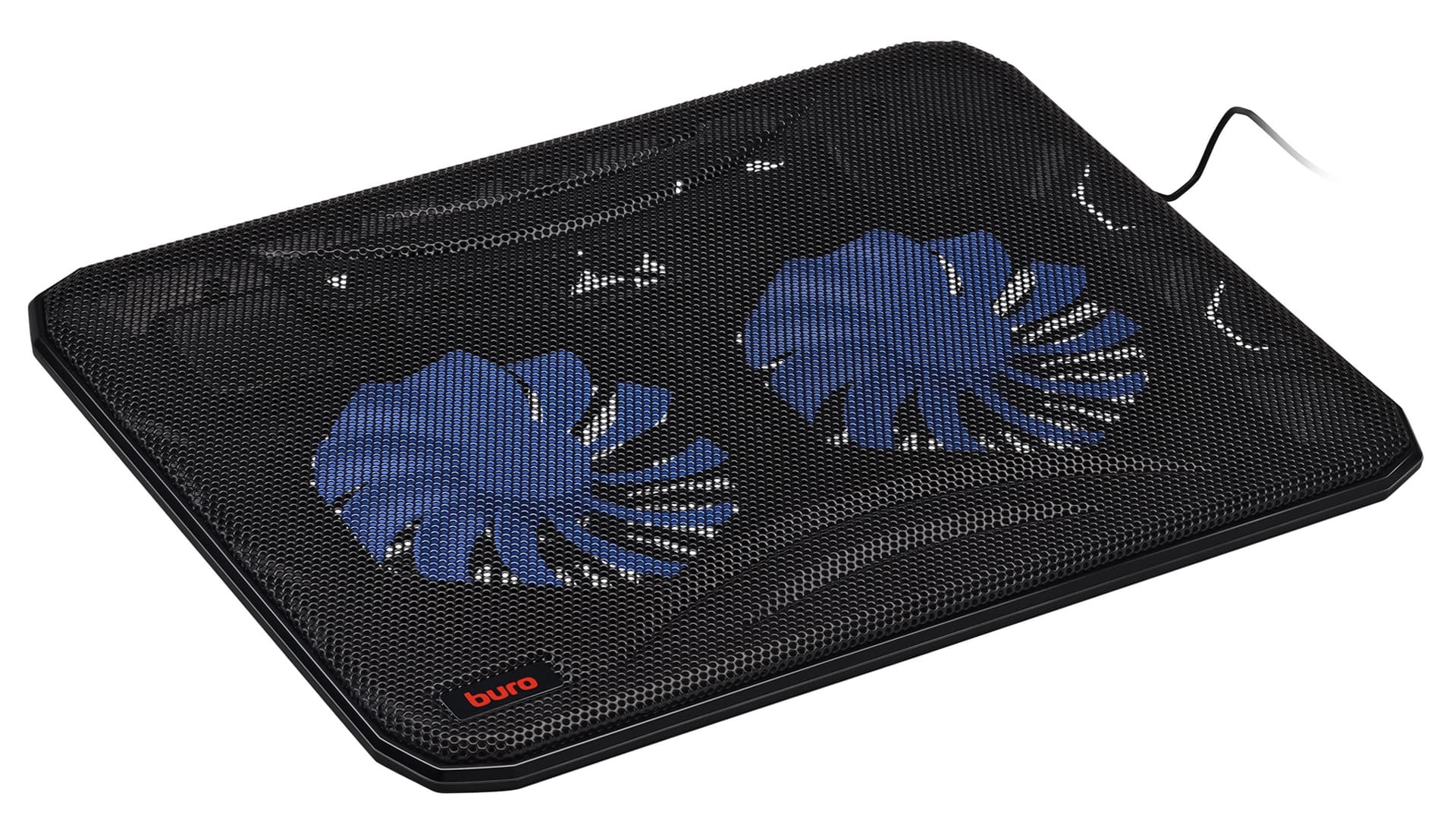 Подставка для ноутбука Buro BU-LCP156-B214 15.6"358x270x21мм 1xUSB 2x 140ммFAN 597г металлическая сетка/пластик черный - фото 2