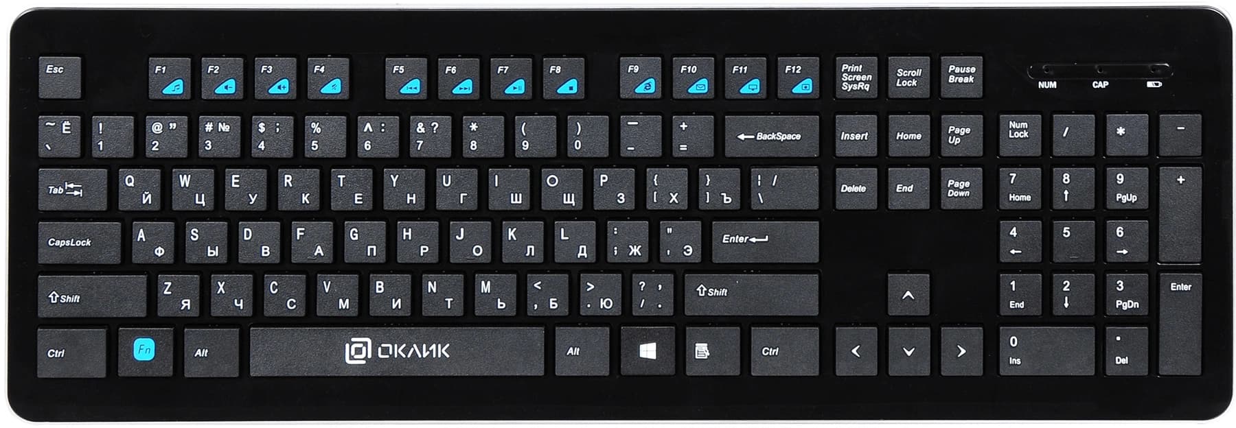 Клавиатура Оклик 870S черный USB беспроводная slim Multimedia (368218)