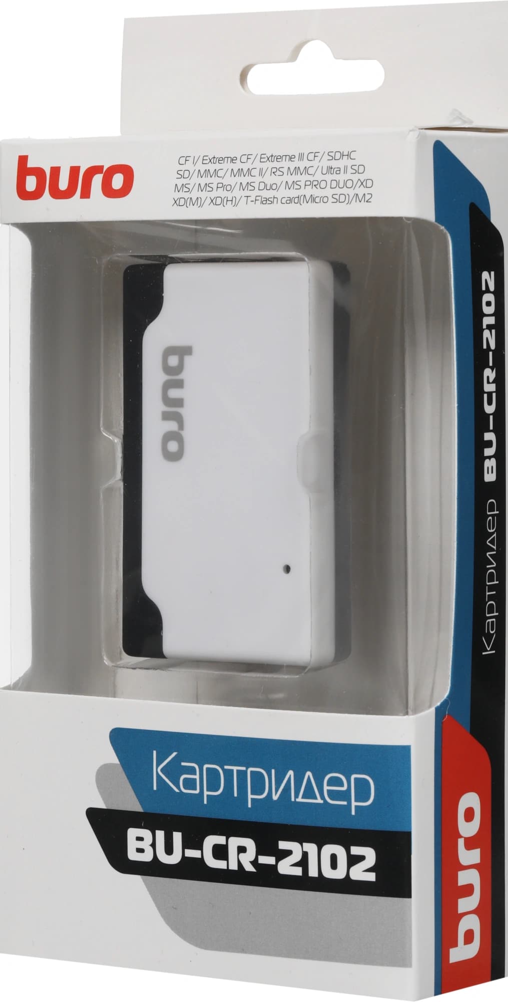 Устройство чтения карт памяти USB2.0 Buro BU-CR-2102 белый - фото 4