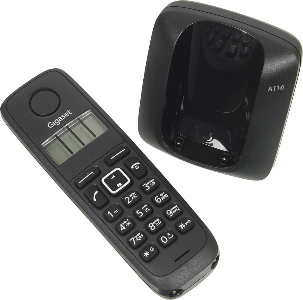 Р/Телефон Dect Gigaset A116 RUS черный АОН - фото 5