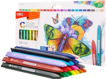 Восковые мелки Deli EC20020 Color Emotion трехгранные 24цв. картон.кор./европод. - фото 5