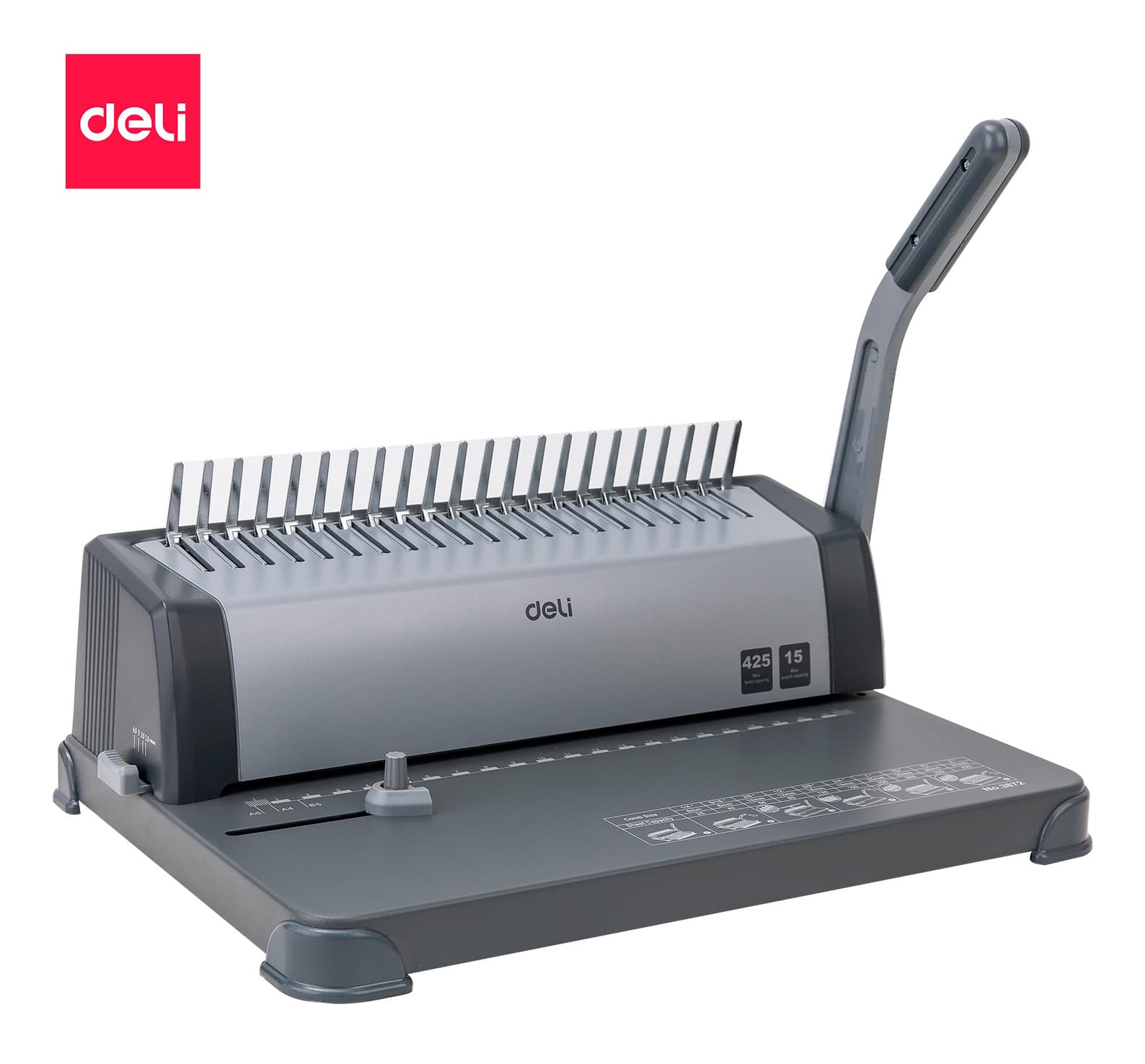 Переплетчик Deli Easy E3872 A4/перф.15л.сшив/макс.425л./пластик.пруж. (10-16мм) - фото 4