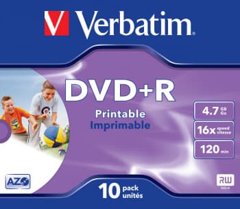 Диск DVD+R Verbatim 4.7Gb 16x Jewel case (10шт) Printable (43508) - фото 3