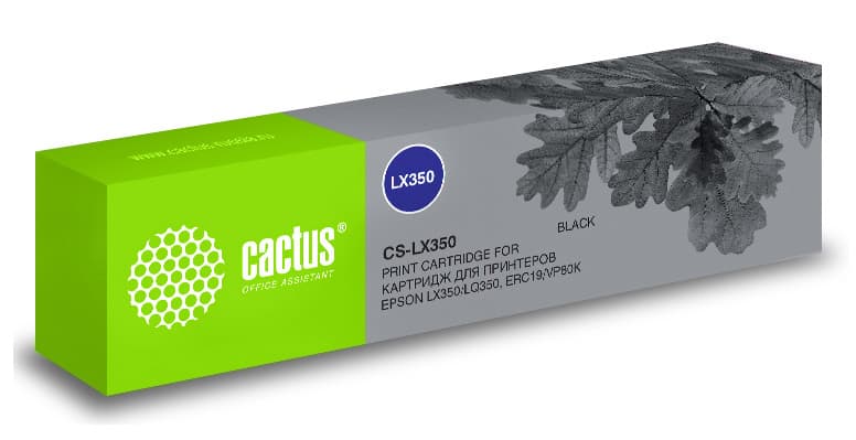 Картридж матричный Cactus CS-LX350 12.7x10 черный для Epson LX350/LQ350/ERC19/VP80K